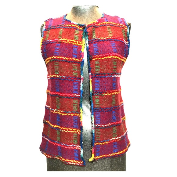 Gorgeous hand knit n Scotland wool multicolor vest - Picture 1 of 5